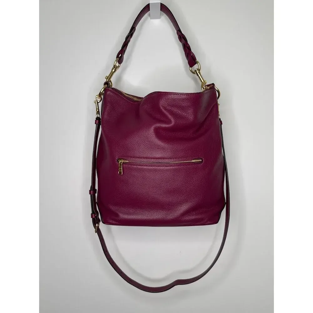 Coach Abby duffle berry Pebbled Leather Shoulder Bag F31507 like NEW